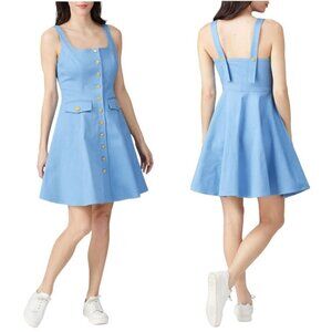 Color Me Courtney Dress Womens 0 Blue Denim Alle Utility Fit And Flare Mini